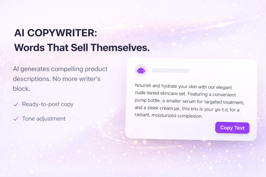 AI Copywriter feature: auto-generate marketing copy and product descriptions in English, Spanish, and Thai